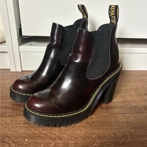 Dr. Marten Women's Burgundy Leather Platform Boots